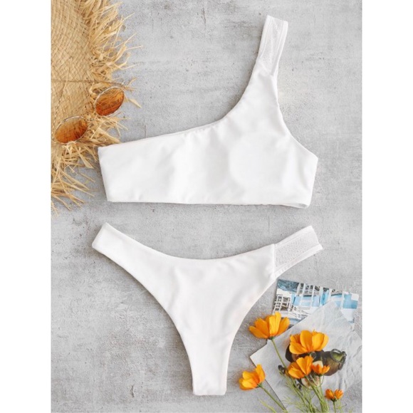 [zaful] • [mesh one shoulder bikini] - Picture 2 of 6